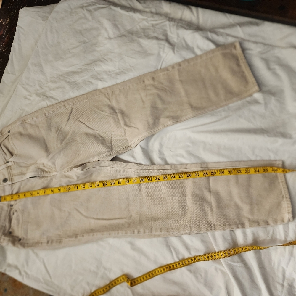 American‎ Eagle Jeans Women's sz 8 Beige Tan Denim Mid Rise Mom Straight Pants - Picture 7 of 7